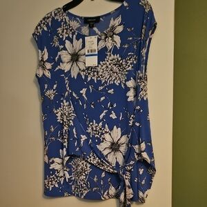 Karen Kane Blue and White Floral Blouse
